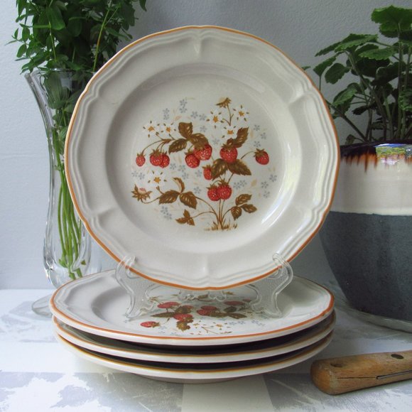 Antique Array Other - Stoneware 4 Salad Plates Wild Strawberry by Antique Array Brick Oven, China